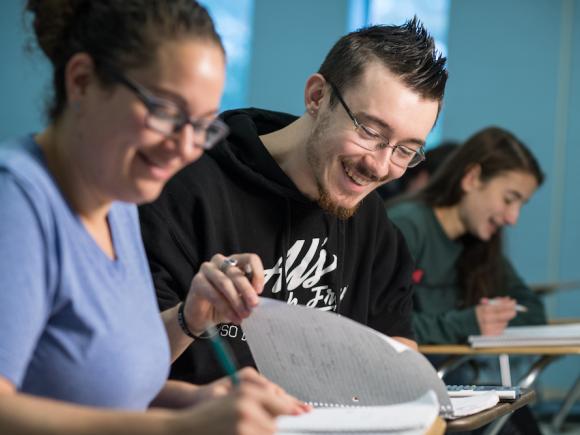 students studying in class