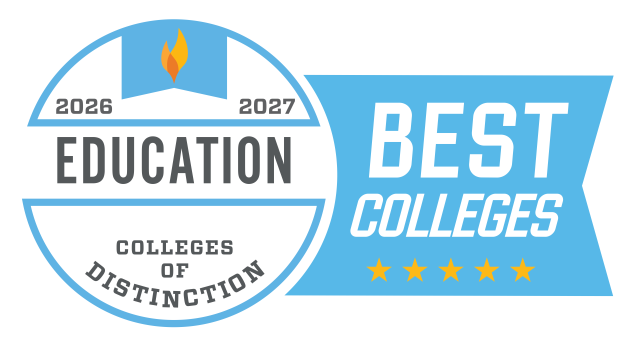 Colleges of Distinction badge for Best Colleges Education.